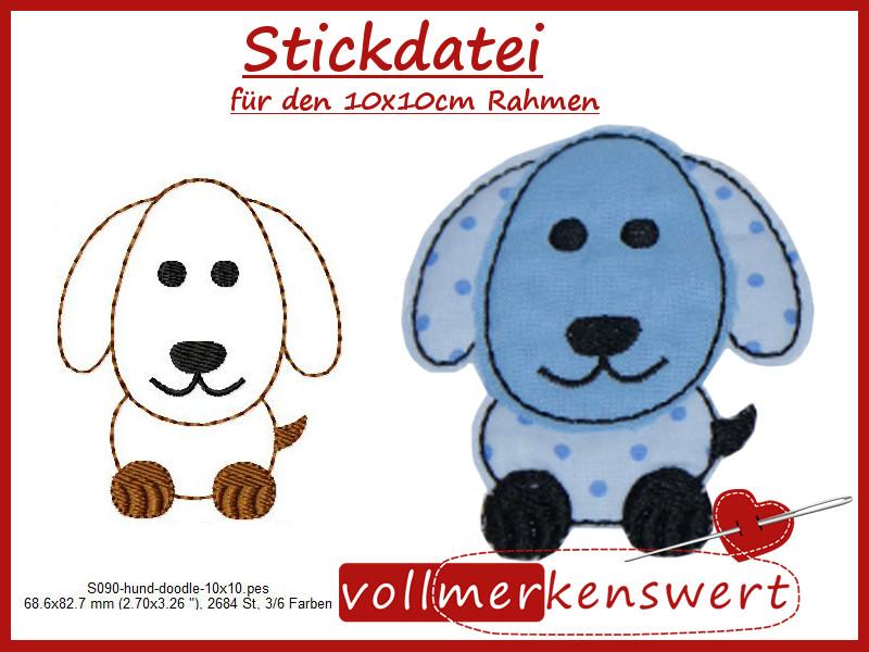 Stickdatei Hund Doodle für den 10x10cm Stickrahmen S090